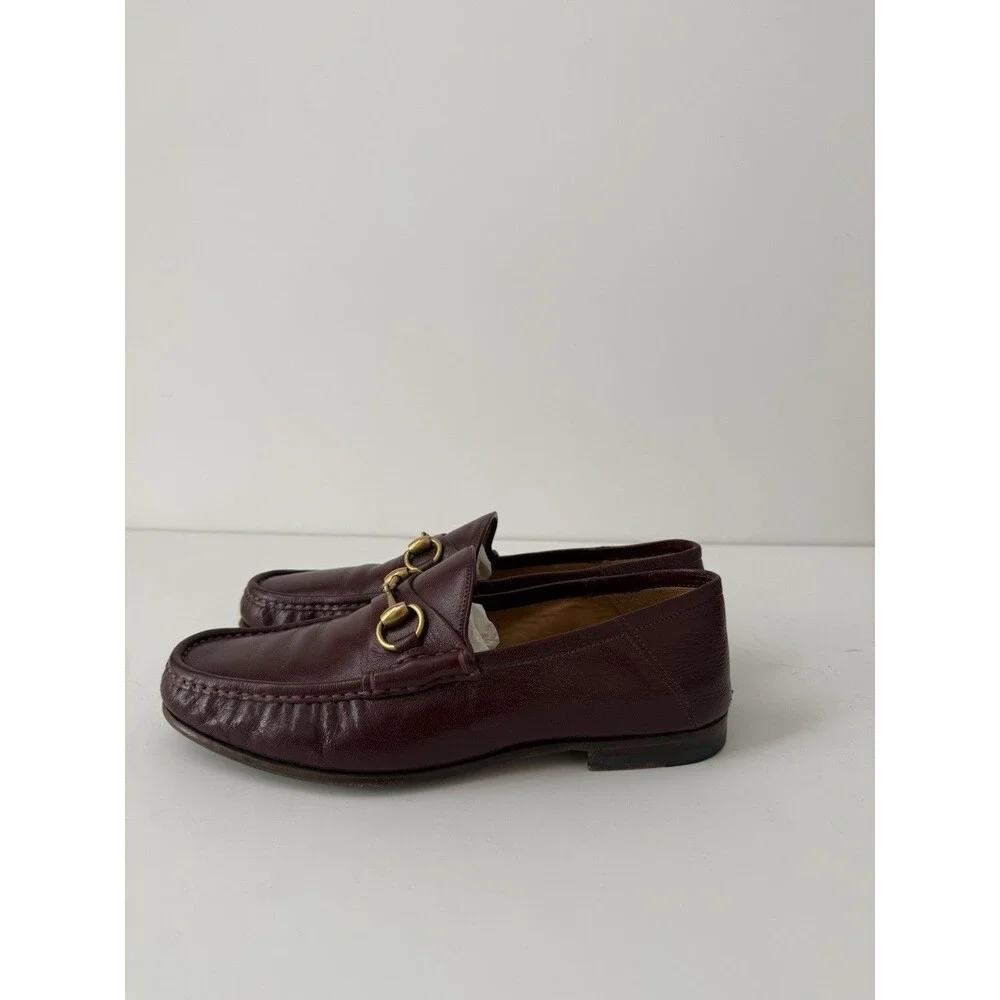 Gucci Quentin Bordeaux Leather Horsebit Loafers - IT 7.5  (US 8)